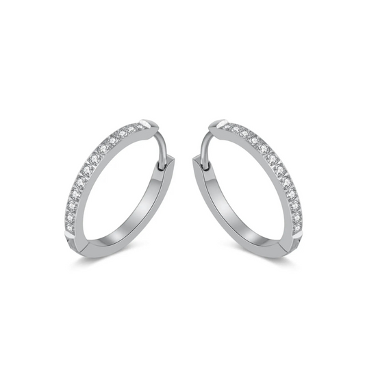 Giabella CZ Hoop Earrings, Tarnish Proof, Size: 20mm