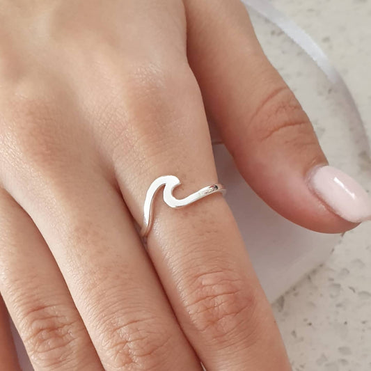 Sterling Silver Wave Ring for women and Teenagers
